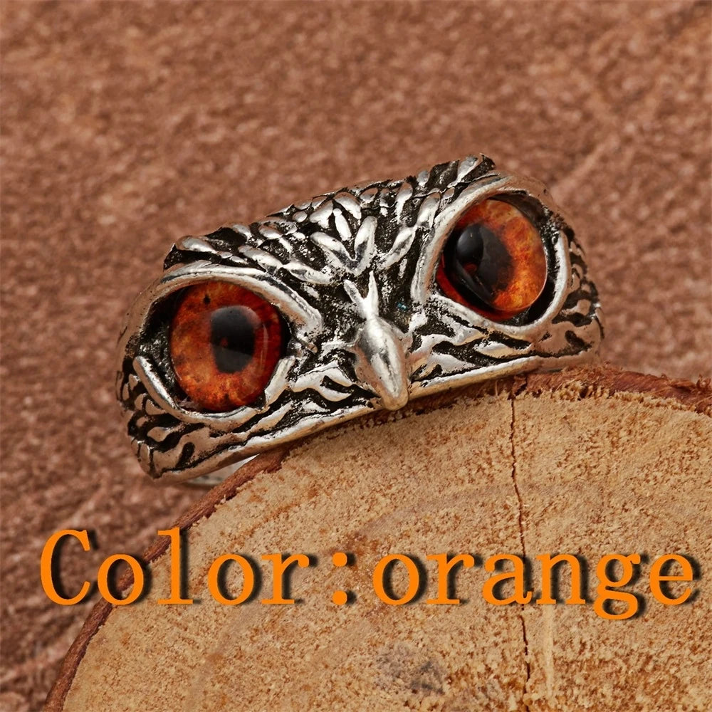 Rare Vintage Owl Carved Tibet Silver Ring for Men Cute Animals Youth Gothic Adjustable Fashion Women Jewelry Accessories Gifts