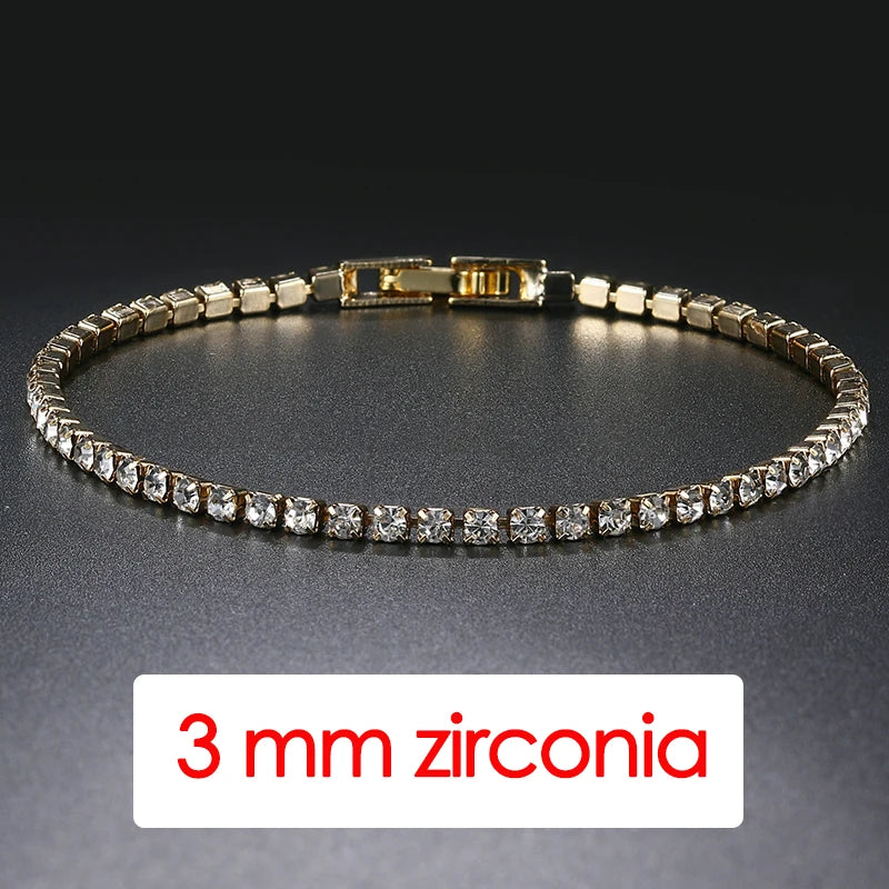 Hip Hop Iced Out 3/4/5mm Crystal Tennis Bracelet for Men Homme Punk Zirconia Women's Chain on Hand Streetwear Trendy Jewelry