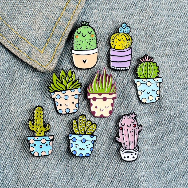 Cactus cactus balls succulent Enamel Pin Brooch Cartoon Women Men Denim Jackets Lapel Pins Backpack Badges Kids Fashion Jewelry