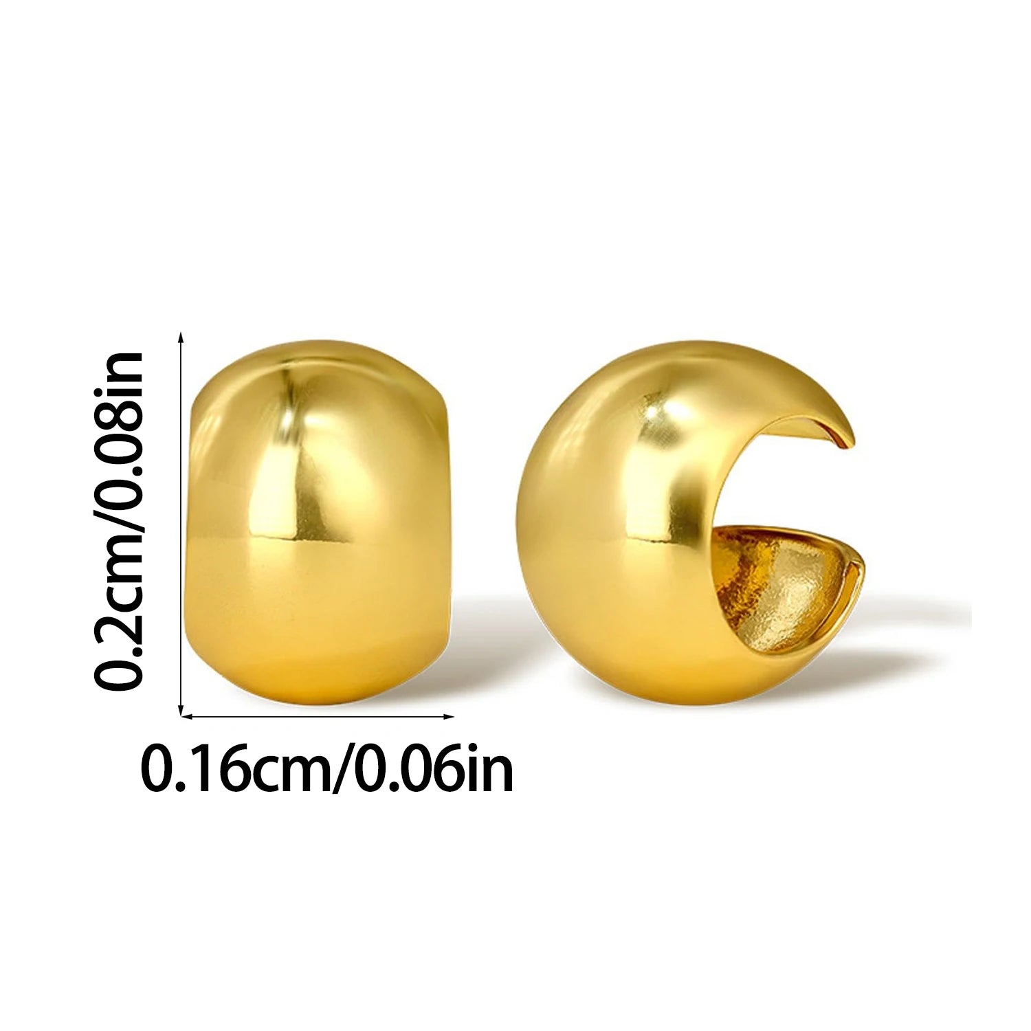 Smooth C-shaped No Piercing Ear Clips for Women Chunky Solid Metallic Earclip Earrings Fake Cartilage Cuff Earrings Punk Jewelry