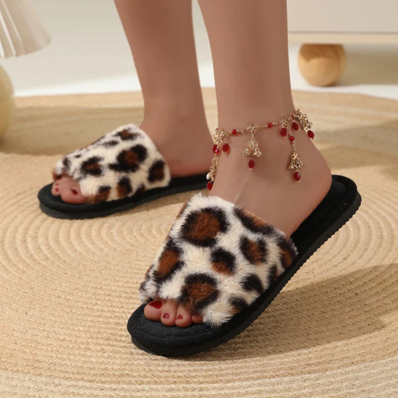 Fashion Women Slippers Cotton Plush Warm Female Light EVA Flat Bottom Non-slip Comfortable Slides Winter Autumn House Shoes