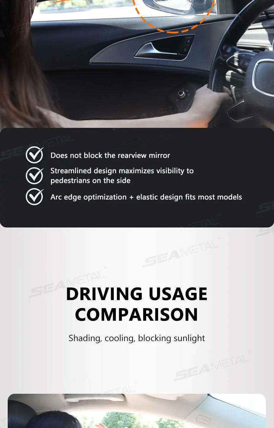 SEAMETAL Electrostatic Sun Visor for Car Side Window 4-Layer Sun Shade Curtains Anti-Glare UV-Blocker Auto Sun Protection Cover