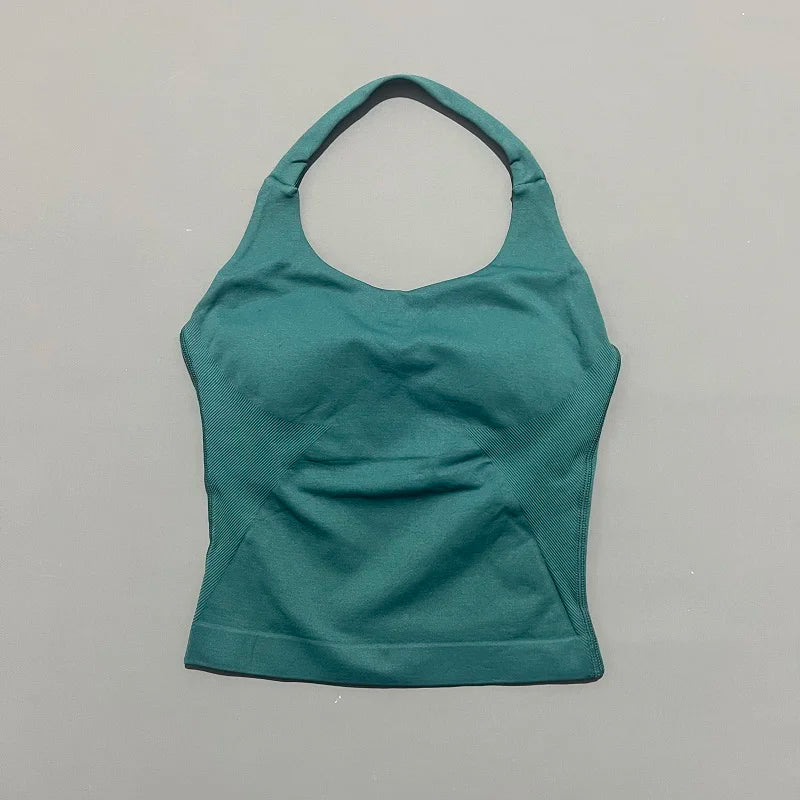 Women Sports Yoga Vest Running Gym Top Fitness Quick-Dry Workout Vest High Elastic Yoga Tank Top Gym Seamless Workout Sports Bra