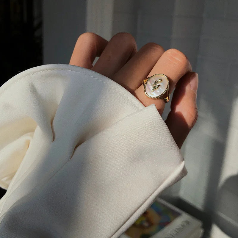 925 Sterling Silver Metal Flower Shell Geometric Rings For Women French Retro Romantic Open Thai