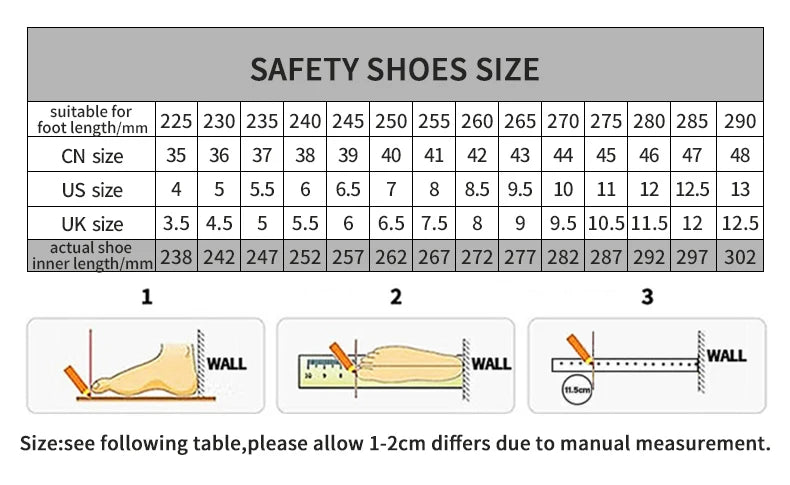 Man Safety Shoes Puncture-Proof Work Sneakers Lightweight Work Shoes Men Steel Toe Shoes Safety Boots Indestructible Shoes
