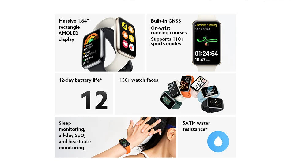Original For Xiaomi Smartwatch Mi Band 7 Pro 1.64-inch AMOLED Screen Blood Oxygen Monitoring  Version Global