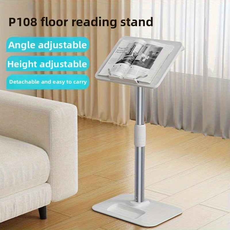 Adjustable Aluminum Reading Stand Height Angle Free Adjust Floor Book Holder Gift Wholesale Reading Desk with Telescopic Rod