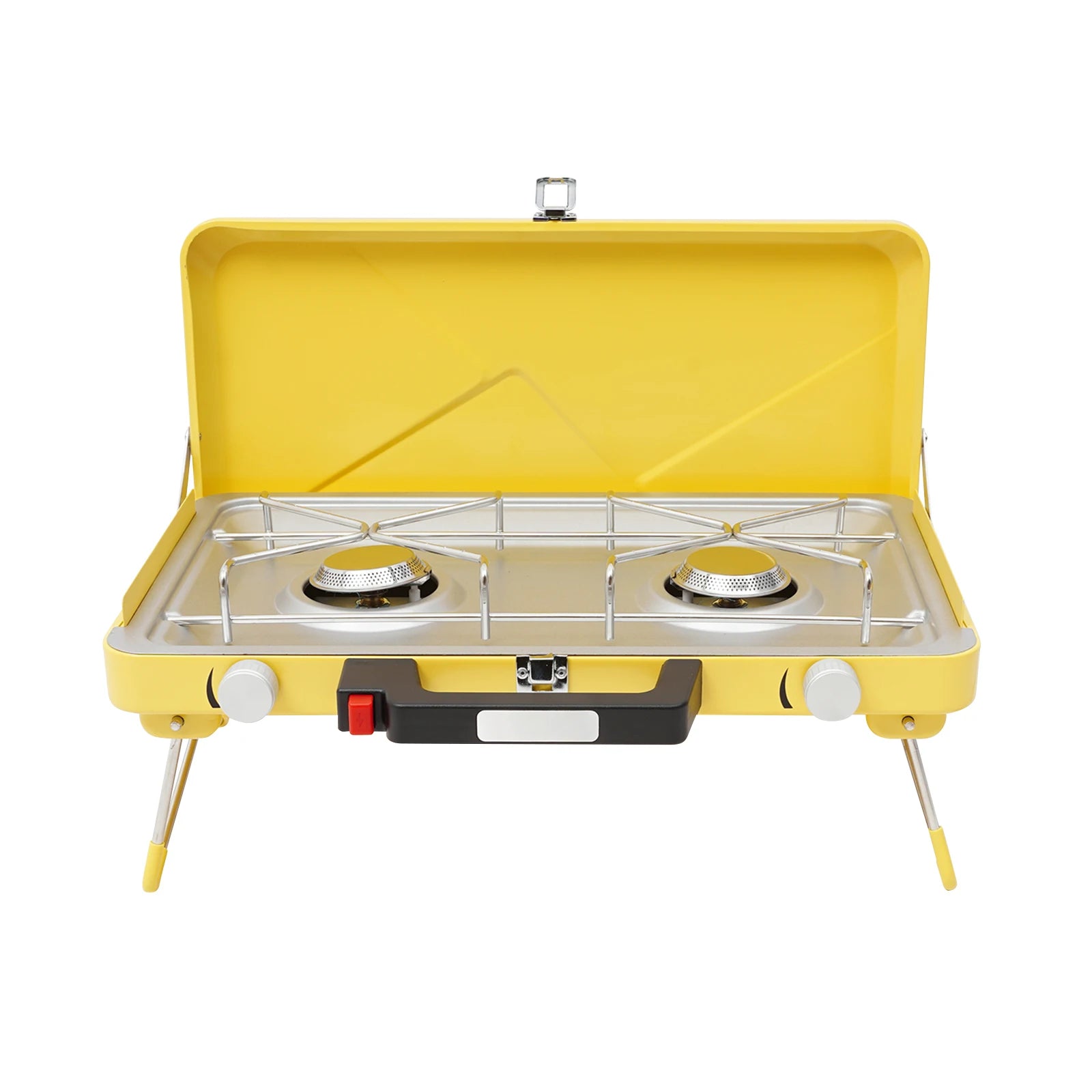 Portable Outdoor Gas Stove,Camping Stove 2 Burners 3500W with Windshield for Picnic,Camping,Family Dinner Yellow