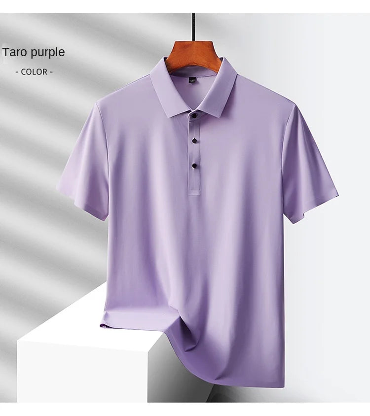 Selected popular nylon fabric, dad's summer clothing, middle-aged men's short sleeved T-shirt, summer ice silk quick drying, mid