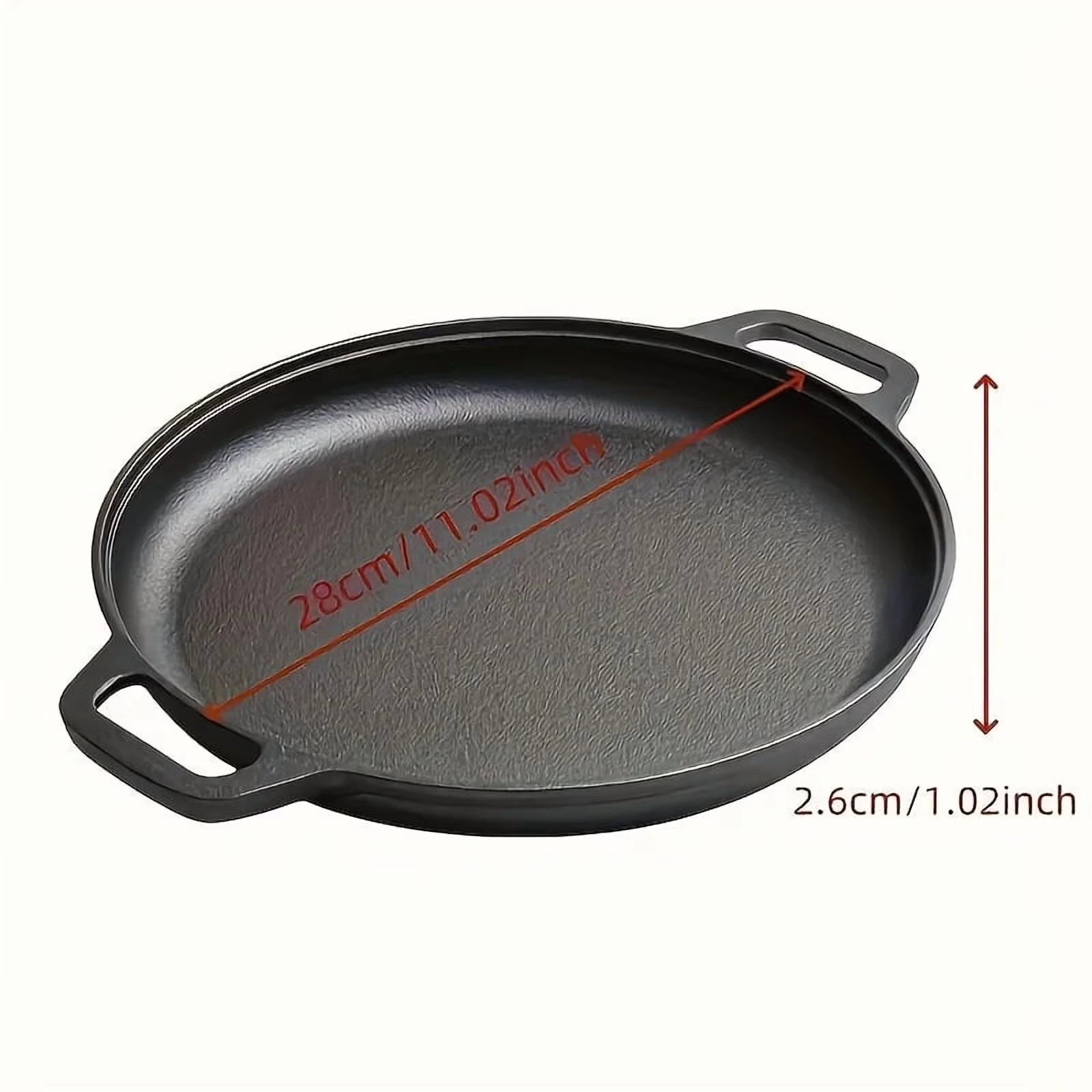 Multifunctional Cast Iron Skillet Non-Stick Design for Pizza Grilling Pancakes Compatible with All Stove Types