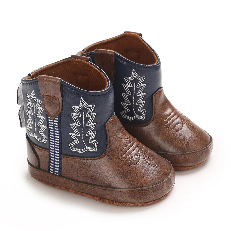 Western Cowboy Princess Baby Boots 0-18M Infant Pre-Walker Shoes Soft Sole Embroidered Footwear for Newborn Girls