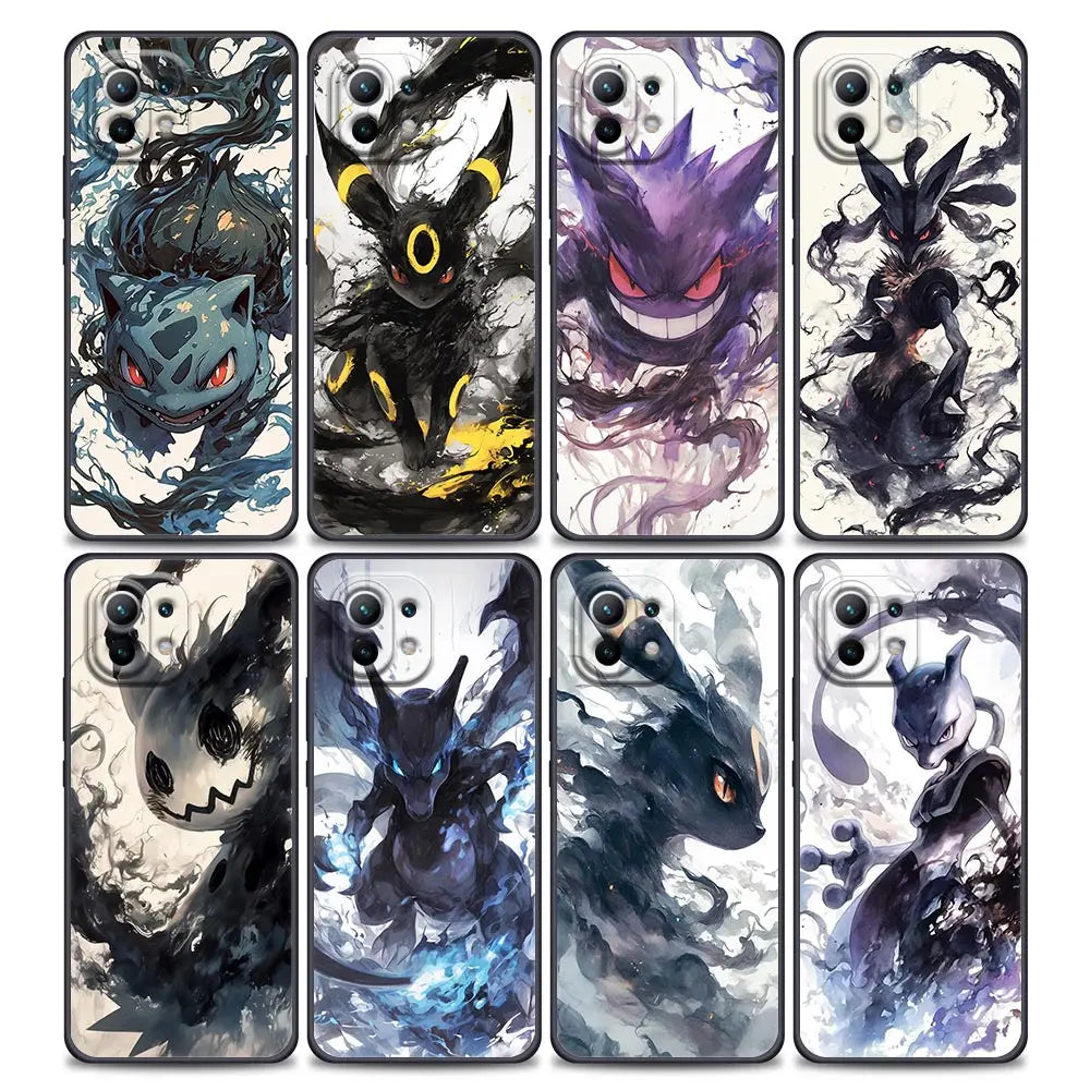 Pokemons Umbreons Gengars Draw For Xiaomi 15 Ultra 11T 12T 13T 14T Pro Phone Case POCO X7 M7 F7 Pro F5 F6 M6 X6 Bulbasaur Cover