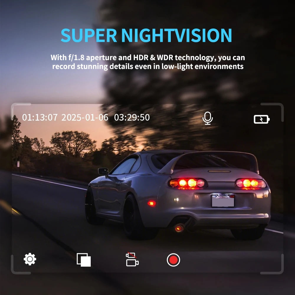 Dash Came For Cars 3 Channels FHD1080P Driving Recorder Car DVR Night Vision Loop Recording G-sensor Tachograph Dashboard Camera