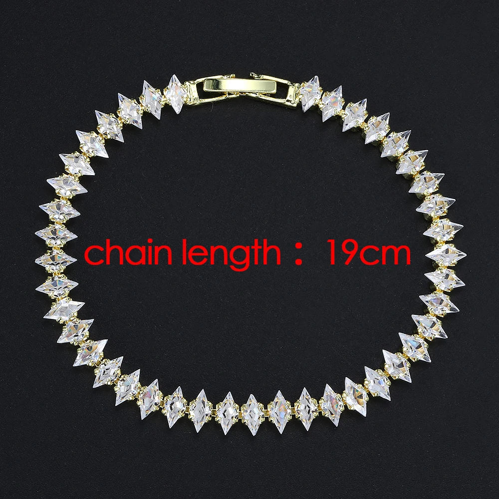 Luxury Dainty Tennis Bracelet for Women Silver Color Sparkling Cubic Zircon Stackable Chain Crystal Banquet Wedding Jewelry H085