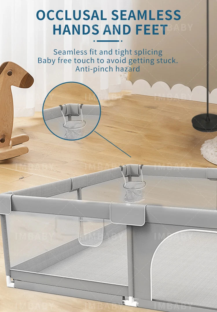 IMBABY Baby Playground 150x180cm Baby Playpen Grey Children's Fence Box with Protective Angle Game Playpen for Children Activity