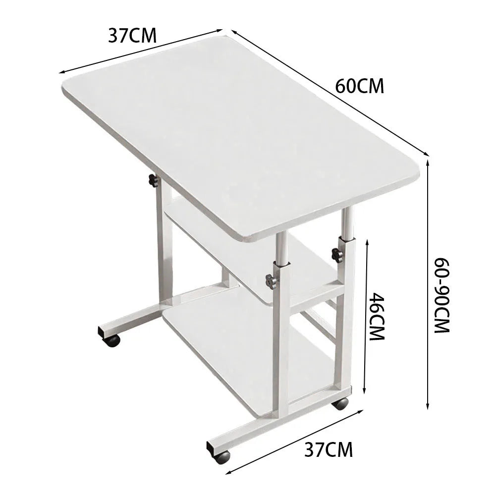 Bedroom Dormitory Movable Bedside Laptop Table Height Adjustable Bedside Table With Wheels Desk Tray Table
