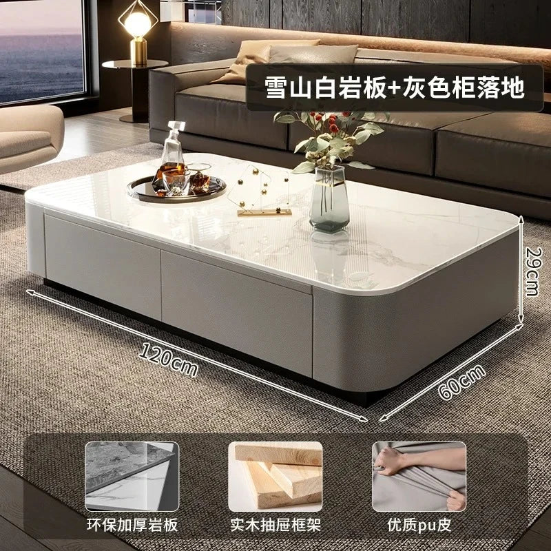 Luxury Marble Effect Coffee Tables Modern Design Square Storage Coffee Tables Minimalist Aesthetic Stolik Kawowy Home Furniture