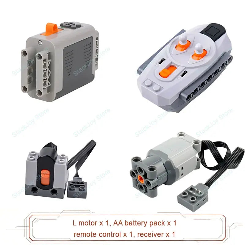 MOC Power Functions M/L/XL Motor Battery Box IR Remote Receiver for RC Car Robot Model Building Blocks Technical Modified Parts