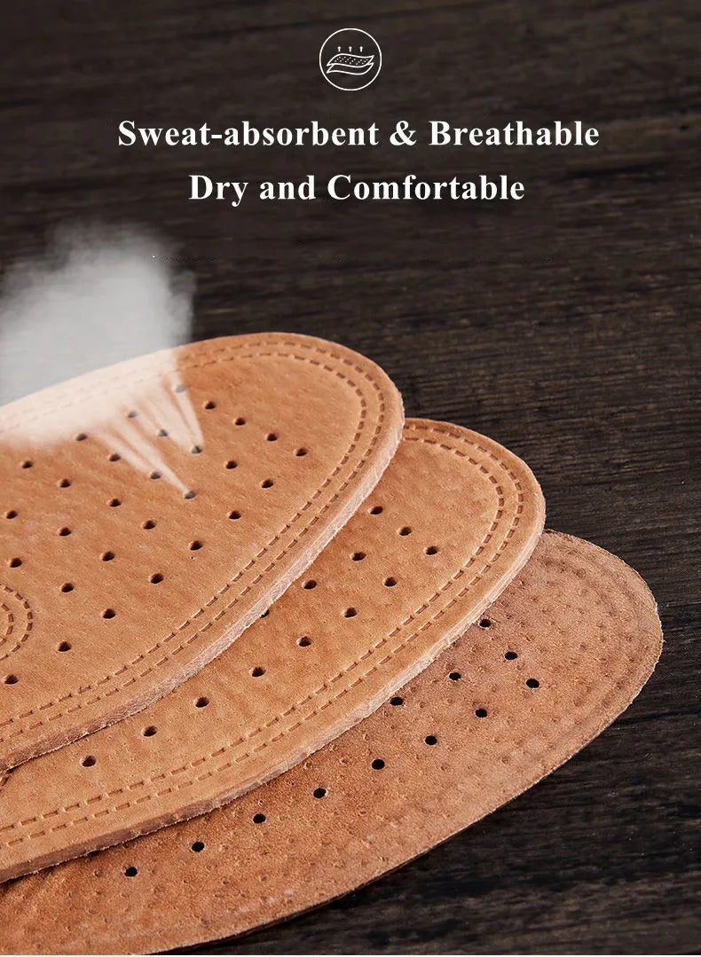 Real Cowhide Insole Leather Shoes Boots Shoe Inserts Soft Breathable Deodorant Anti-slip Template Shock Absorbing Insoles Sole