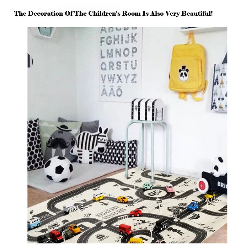 83*58cm/130*100cm Road Mat Children Traffic Car Map Educational Toy Road Plastic Carpet Playmat For Mats City Kids Toys Games