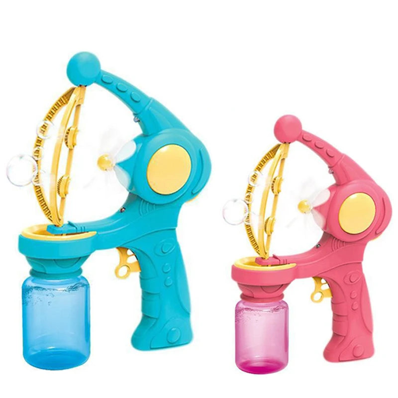 Blowing Large Bubbles Automatic Bubble Gun with Liquid Toys Soap Machine Outdoor Party Play Toy for Kids Birthday Surprise Gifts