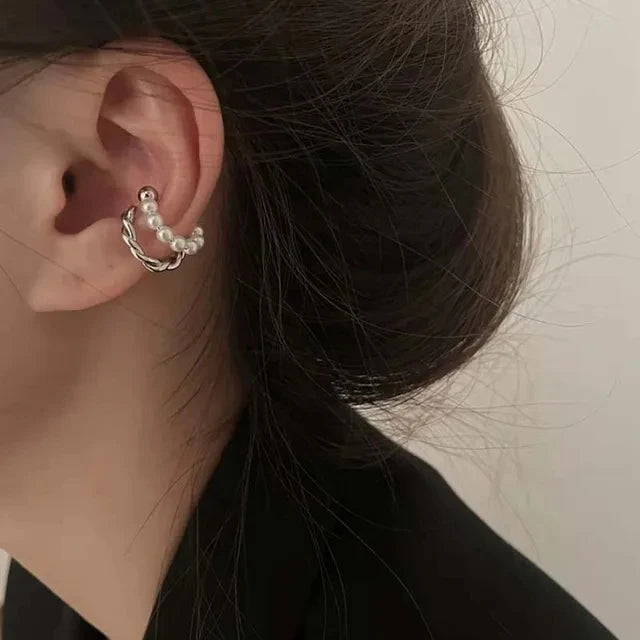 New Fashion Zircon Double-layer Ear Cuff No Piercing Earring 2023 Trendy Punk Unique Metal Geometric Ear Clip for Women Jewelry