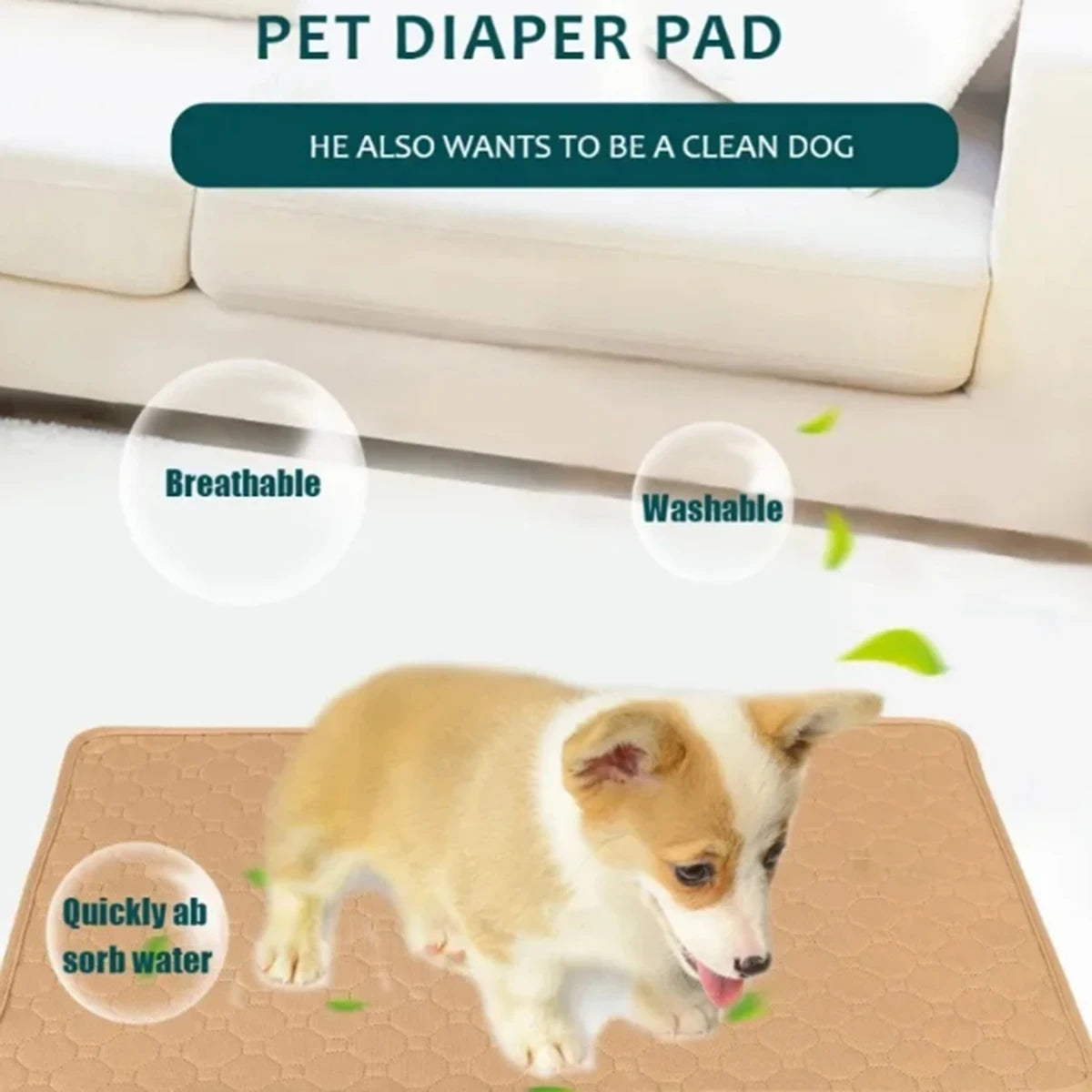 Dog Pee Pad Reusable Washable Dog Urine Mat Car Seat Floor Sofa Waterproof Absorbent Puppy Cat Training Diaper Mat Pet Supplies