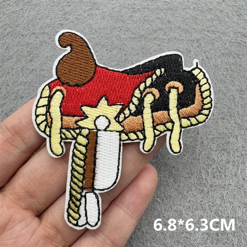 Western Cowboy Embroidered Patches DIY Boots Horse Patch For Clothing Iron On Patches Jackets Backpack Hats Sew Badges Patches