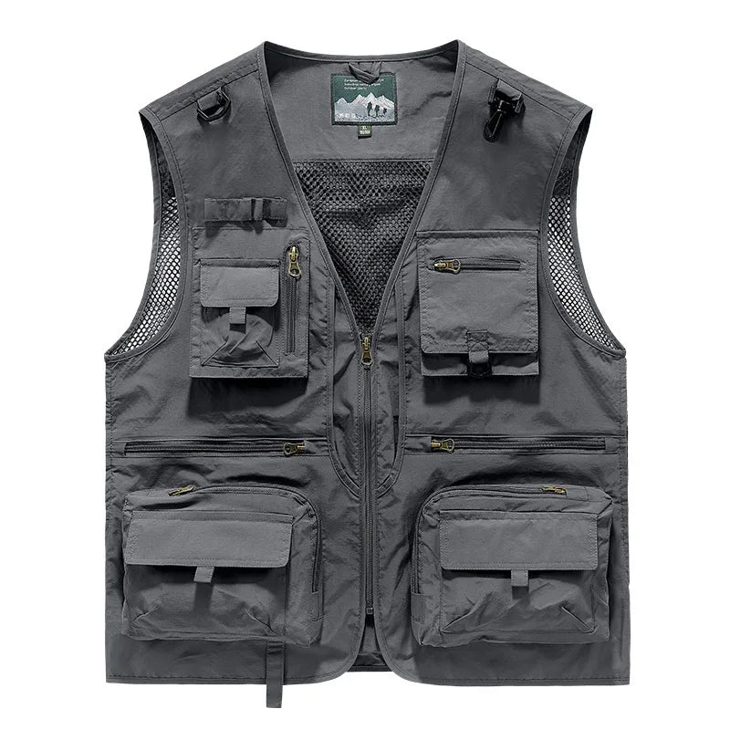 FGKKS Men Multi Pockets Vest Men's New Breathable Outdoor Fishing Vest Quality Design Leisure High Tech Male Jacket