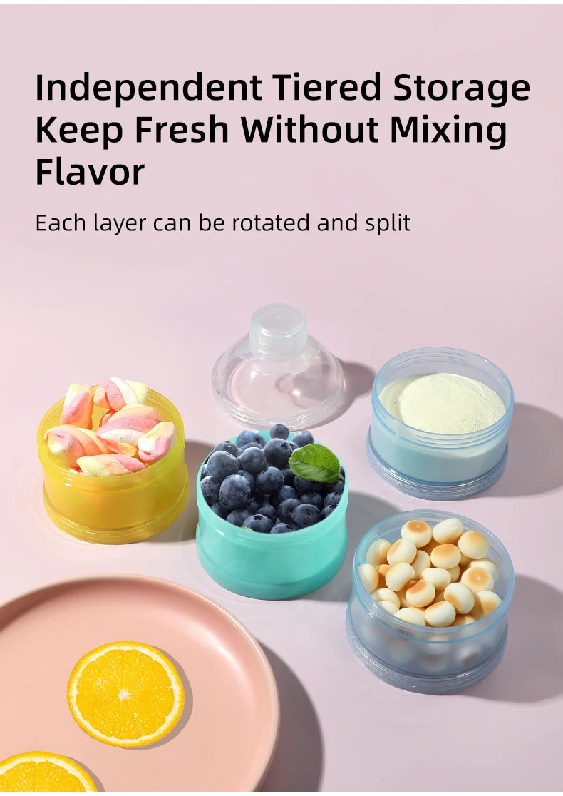 Baby Feeding  Portable 4 Layer Milk Powder Storage Box Fruit Snacks Candy Food Container