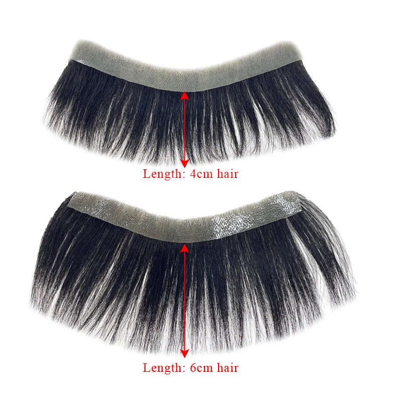 100% Human Hair Men PU V Loop Front Toupee Carefully Prune Natural Hairline Wigs Remy Hair Replacement Straight Hairpiece