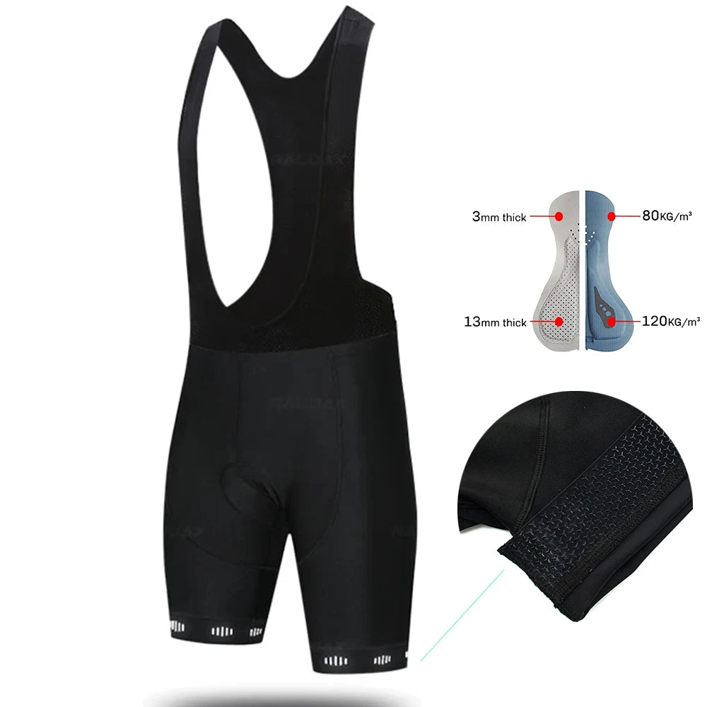 RAUDAX Men's Short Sleeve Cycling Jersey Set with Bib Shorts MTB Bike Clothing High Quality Ropa Ciclismo Bicycle Uniform