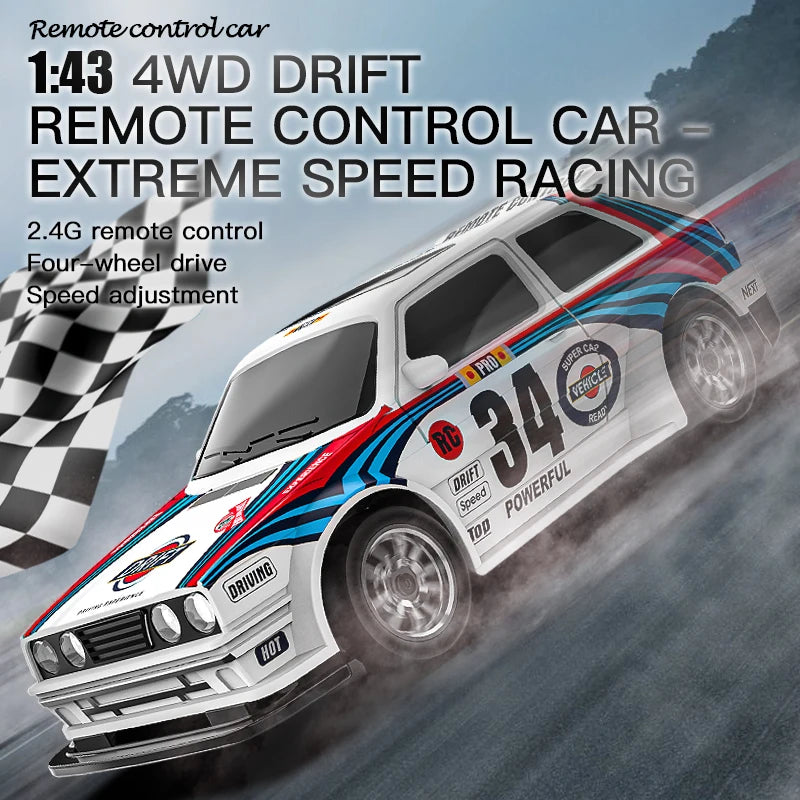 4WD RC Drift Car 1:43 Remote Control Cars Truck 4x4 Racing Drifting 2.4G Radio Mini Vehicle Model Toy Gift for Adults Kids Boys