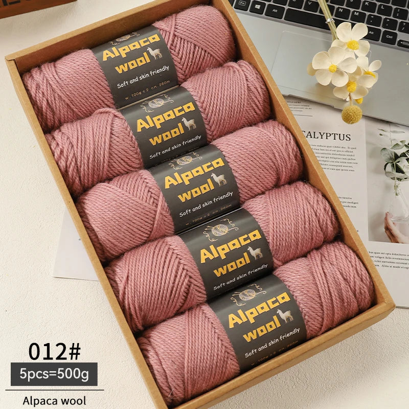 500g Alpaca Wool 245 Chunky Knitting Yarn Multi-Color Autumn and Winter Fashionable Gift for Men and Women DIY Knitting Material Kit for Warm Sweaters, Coats, Scarves, Hats, Gloves, Leg Warmers, Knee Pads Yarn Balls 5Pcs/Pack