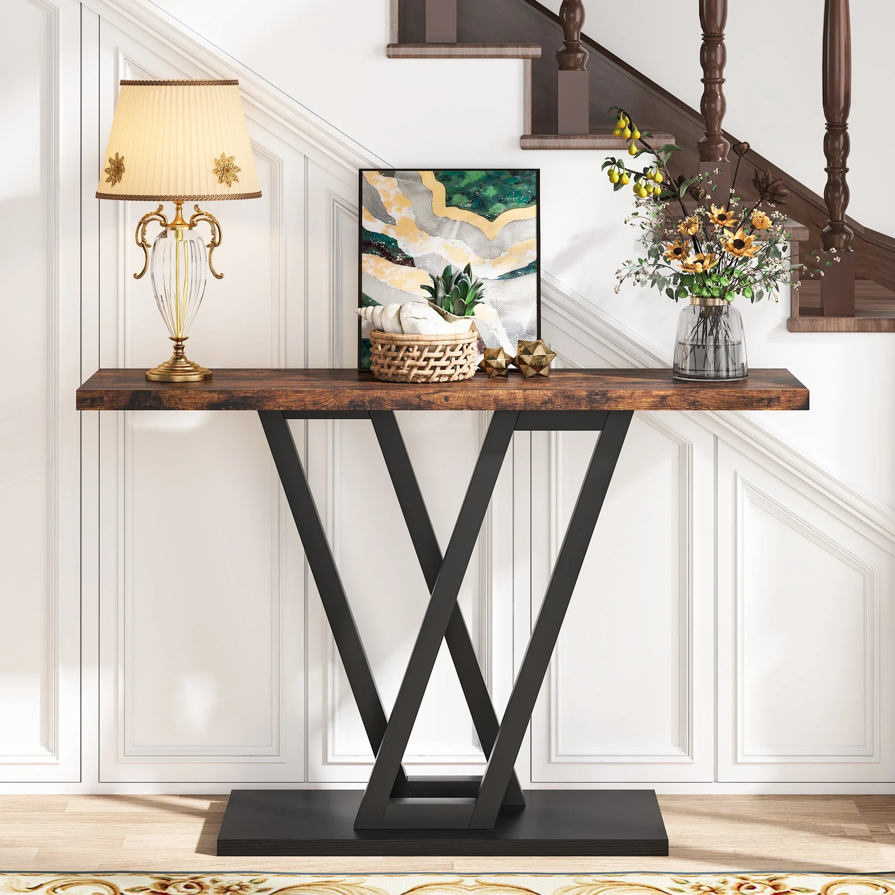 Tribesigns 110 cm Console Table Industrial Entryway Hallway Table  Living Room Furniture