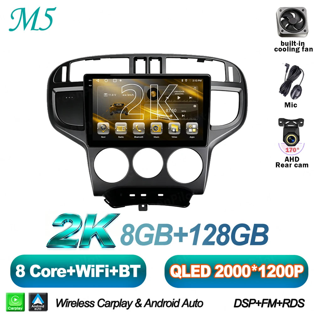 Android 16 For Hyundai Matrix 2001-2010 Car Radio Stereo Head Unit Multimedia Video Player GPS Navigation 2K QLED 9 Inch 5G RDS