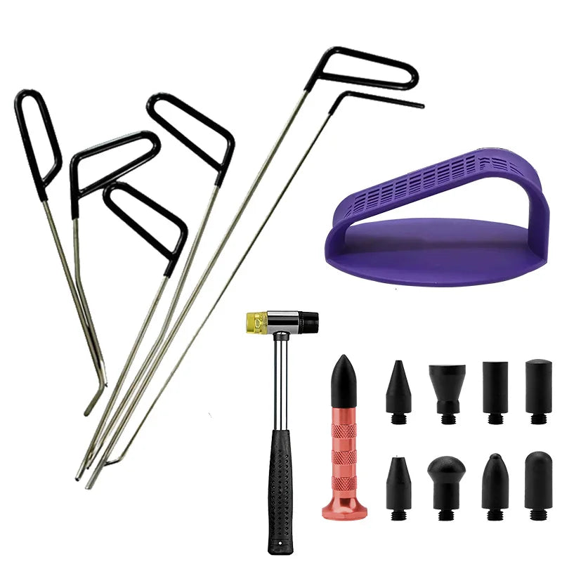 Car Dent Repair Stainless Steel Rods Hooks Crowbar Kit for Automotive Body Dent Removal Hail Dings Tools