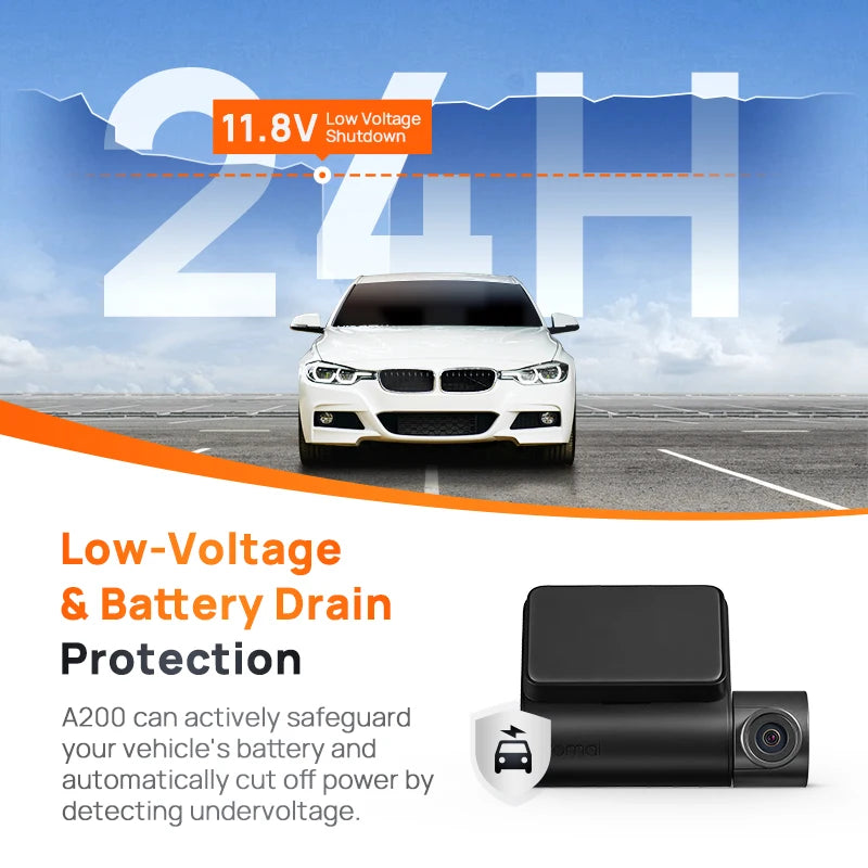 Global 70mai Dash Cam A200 Dual-channel Record 1080P HDR 2'' IPS Screen 24H Parking Monitor Car DVR 70mai A200 WIFI APP 130° FOV