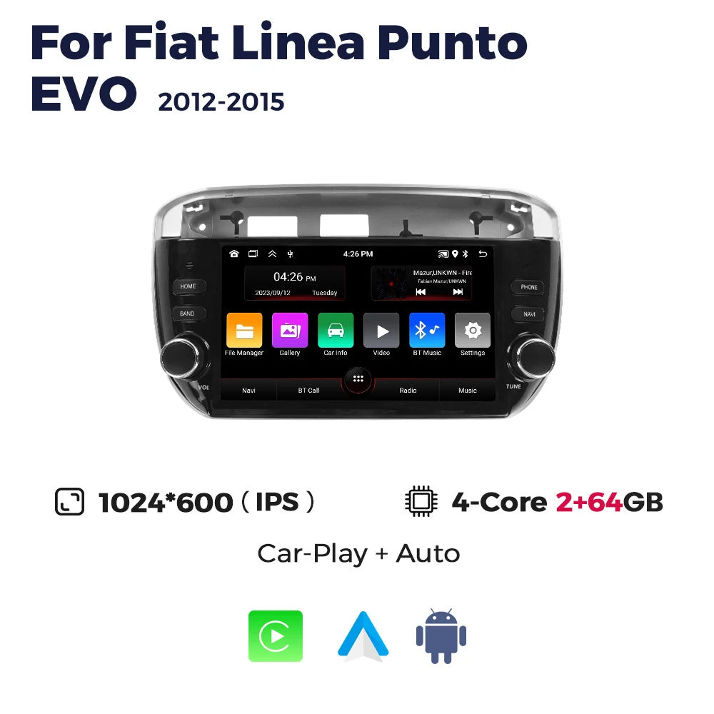 6.2 inch Carplay Android Auto Car Radio For Fiat Linea Punto EVO line 2012-2015 Multimedia Video Player GPS Stereo Head Unit RDS