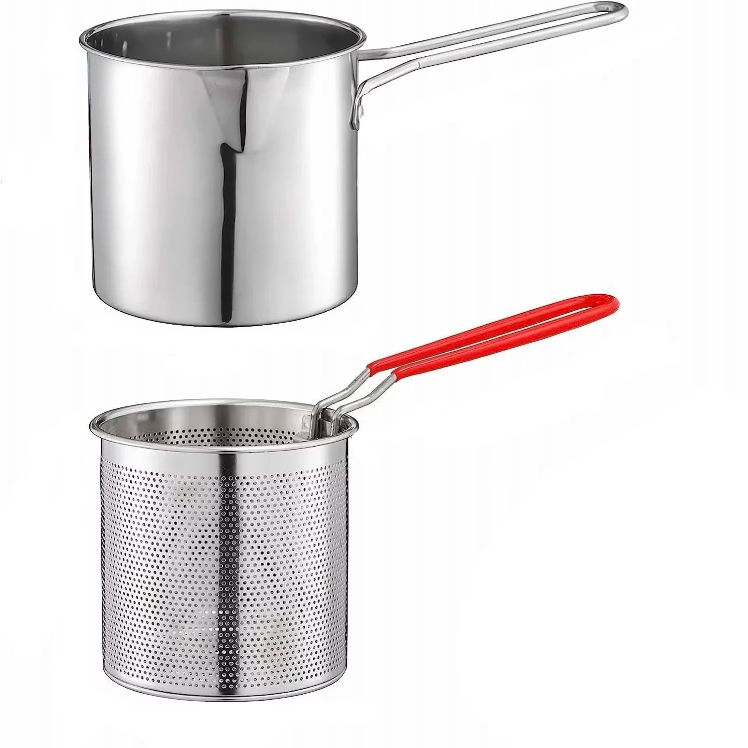 Stainless Steel Deep Frying Pot with Strainer, Multifunctional Fry Pan for Chicken Tempura Cooking