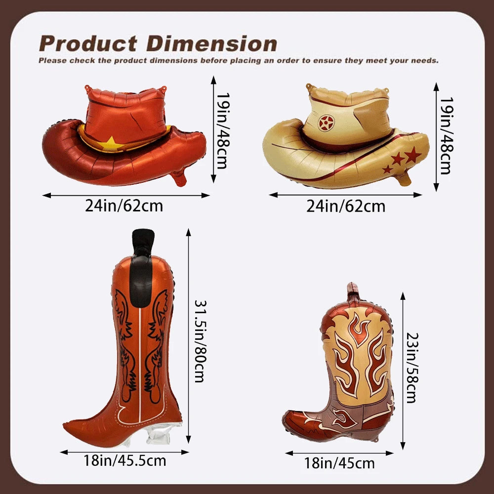 Western Cowboy Theme Party Decoration Foil Horse Balloon Horse Boots Hat Wheel Balloons Cowboys Cowgirls Birthday Party Supplies