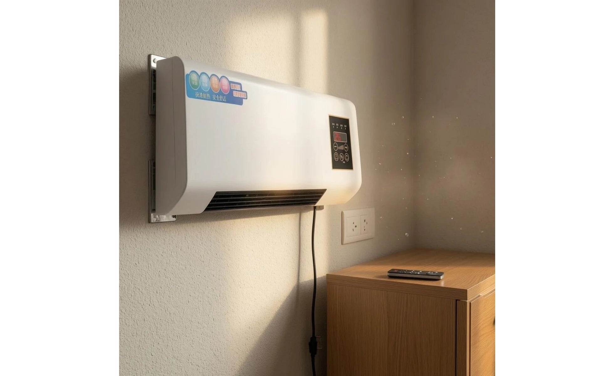 2-in-1 Wall Heater and Cooler Electric Wall-Mounted Heater Fan Home Appliance Wireless Controller Control UK Plug for Indoor