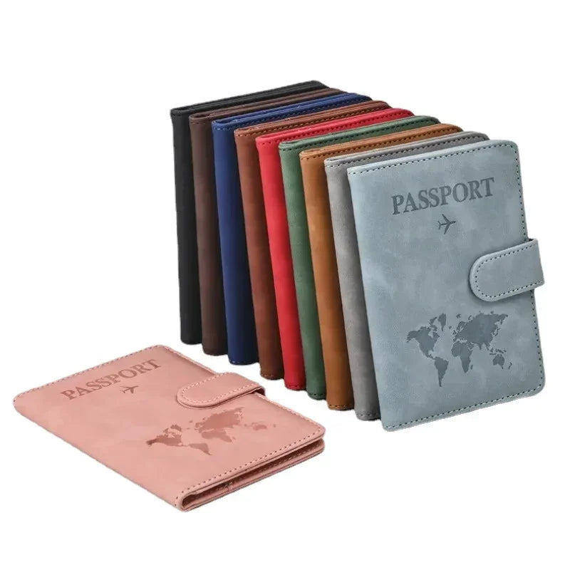 Leather Passport Holder Travel Wallet with ID Credit Card Slot PU Leather Passport Covers Case RFID Blocking Passport Protector