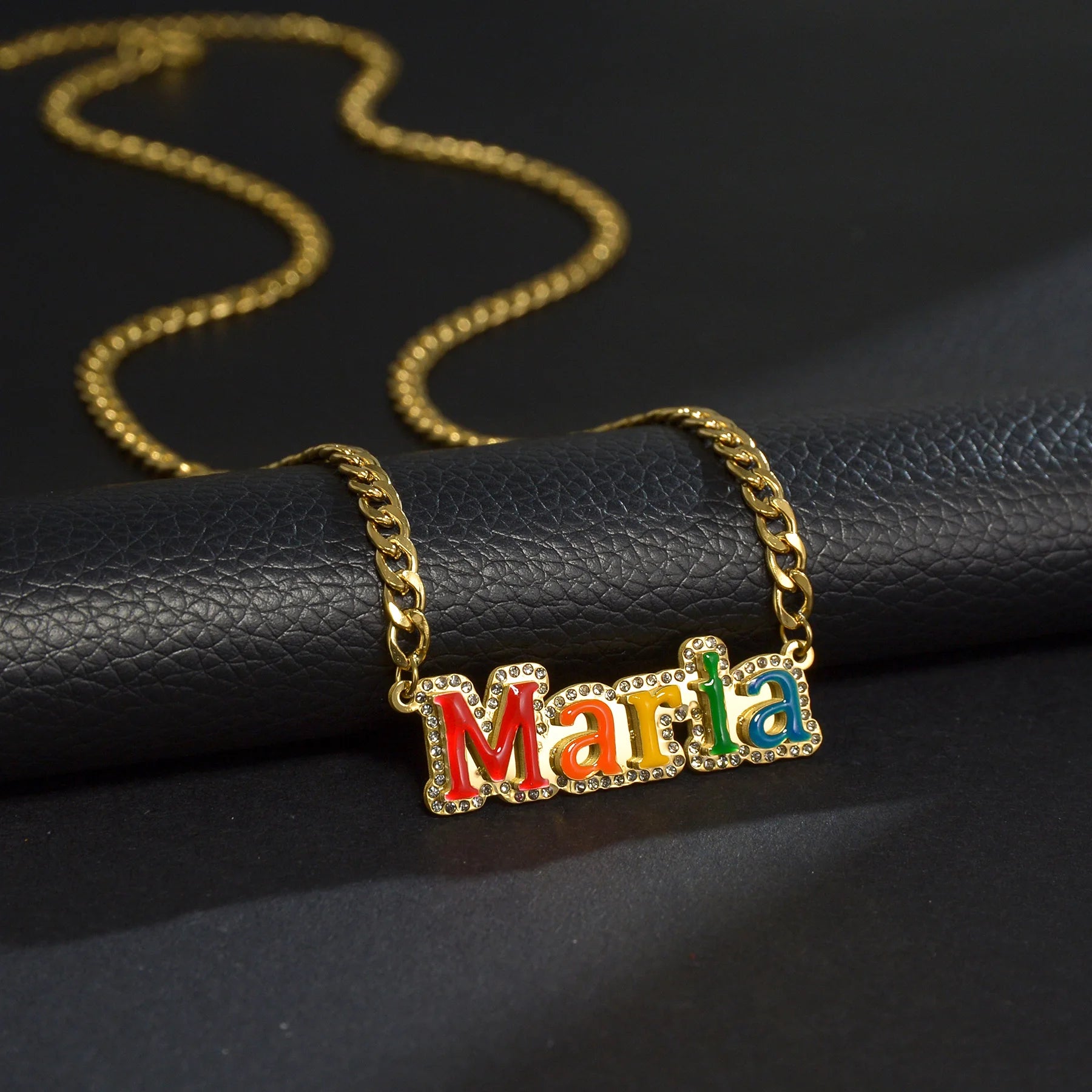 Atoztide Custom Name Necklaces Personalized Stainless Steel 4mm NK Cuban Thick Chain Pendant Letter for Women Jewelry Gift 