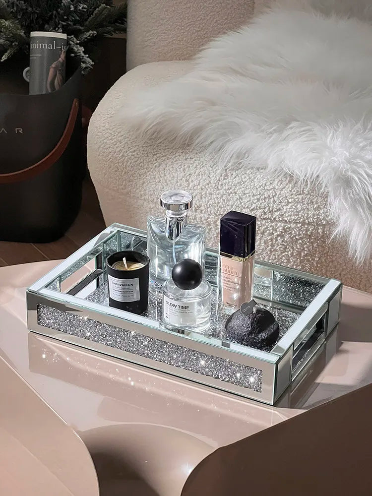 Luxury-inspired desktop skincare organizer, vanity perfume tray, and key holder