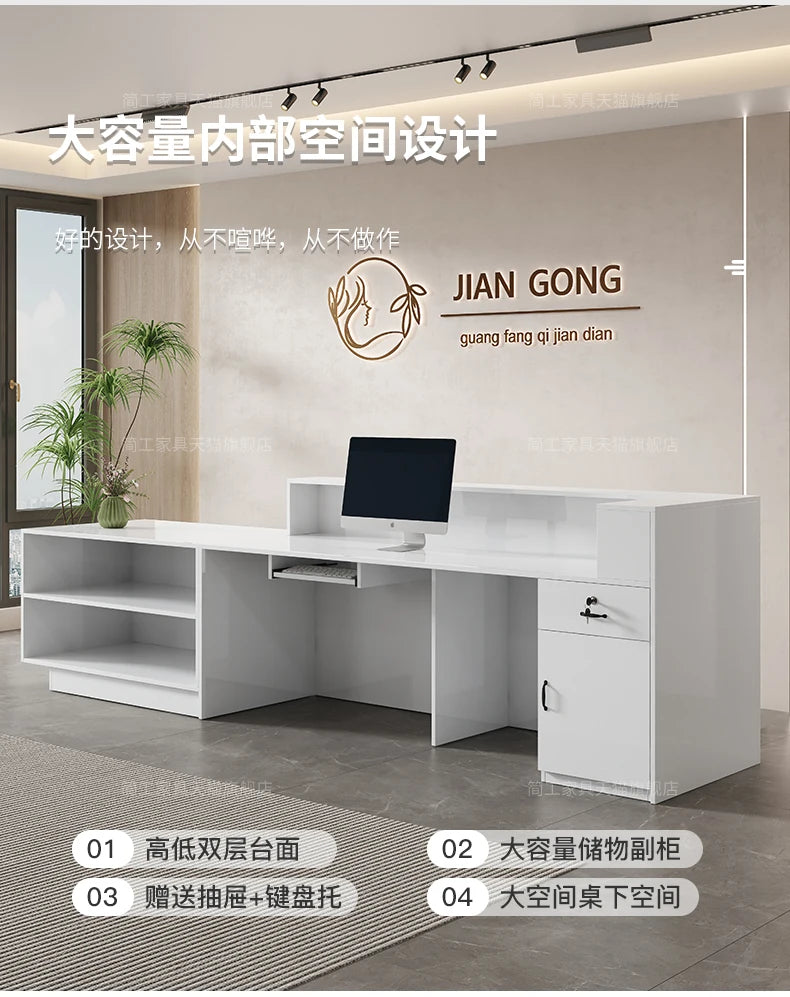 Customized Premium Desk Table Glamour Luxury Simple Elegant Reception Desk Modern Design Recepcion Mostrador Office Furniture