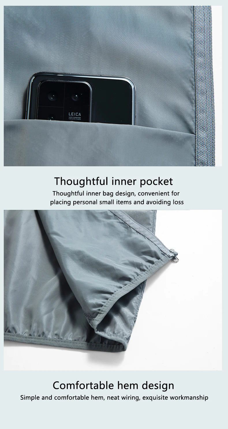 JNLN Camping Rain Jacket Men Women Waterproof Sun Protection Clothing Fishing Hunting Clothes Quick Dry Windbreaker With Pocket