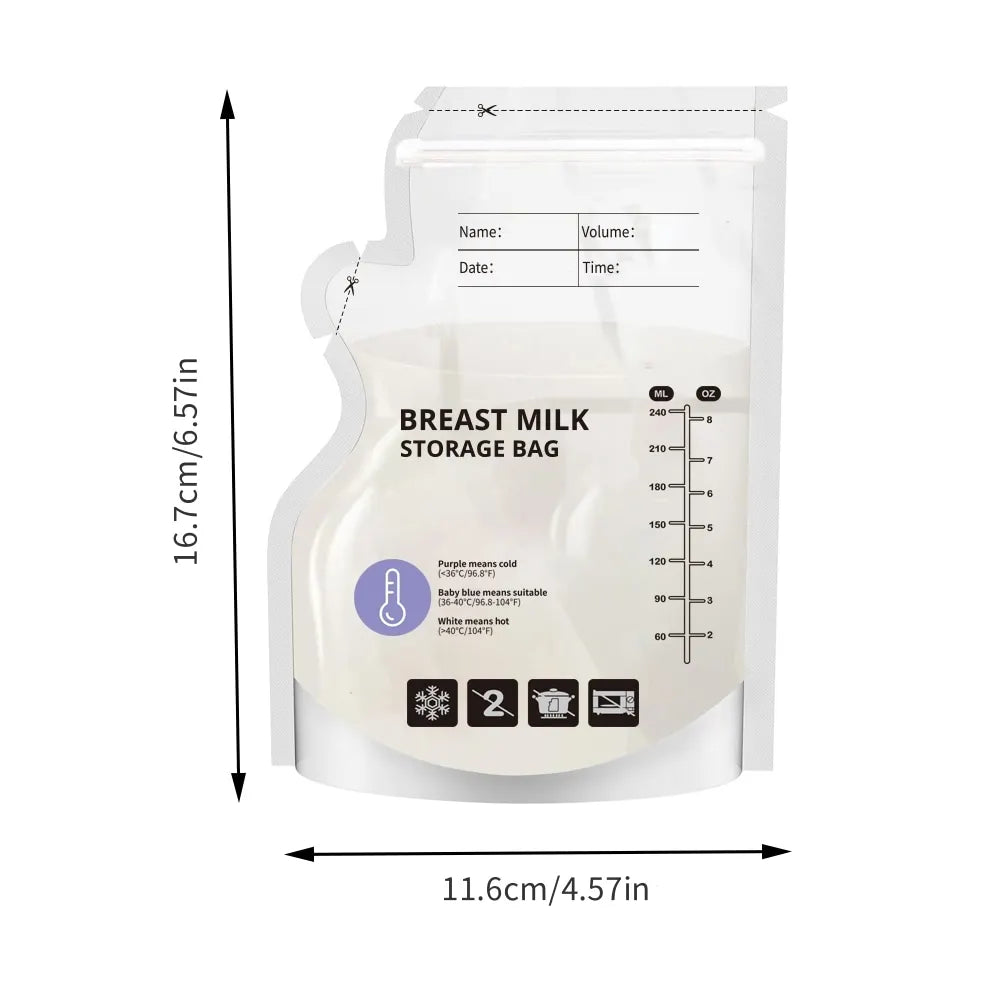 60pcs/30pcs Breast Milk Storage Bags Sterilized Leak Proof Pouches Disposable Breastmilk Storage Freezing Temperature Indicator