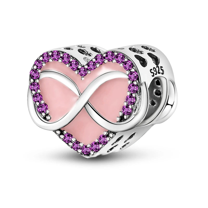MULA Pink 925 Sterling Silver Charms Pendant Perfume Dreamcatcher Heart Love Beaded Fit Original Bracelet Women DIY Jewelry Gift