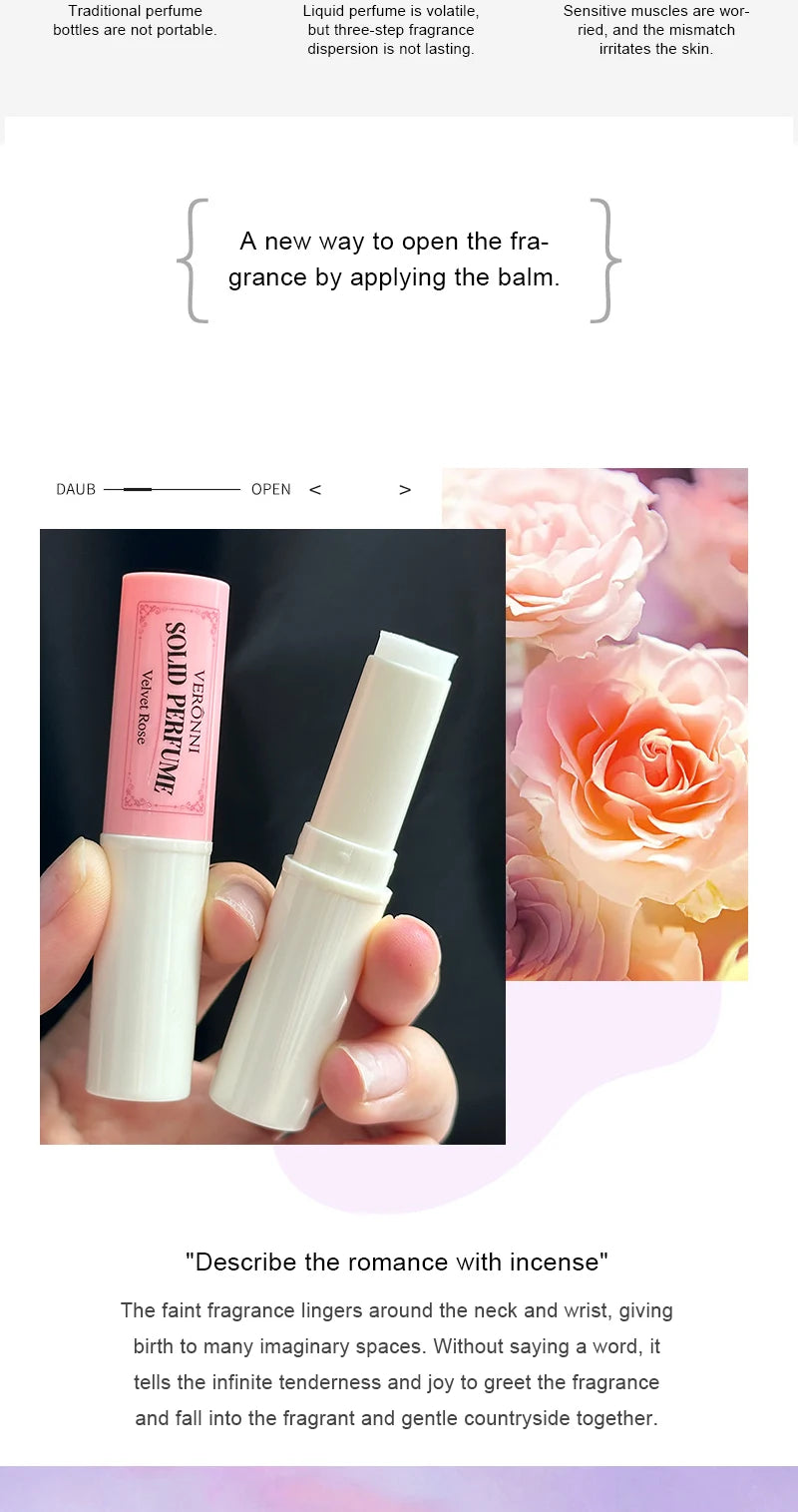 3pcs Solid Perfume Sticks - Long-Lasting, Natural & Fresh Scent Long Lasting Fragrance Portable Pocket Solid Balm For Dating